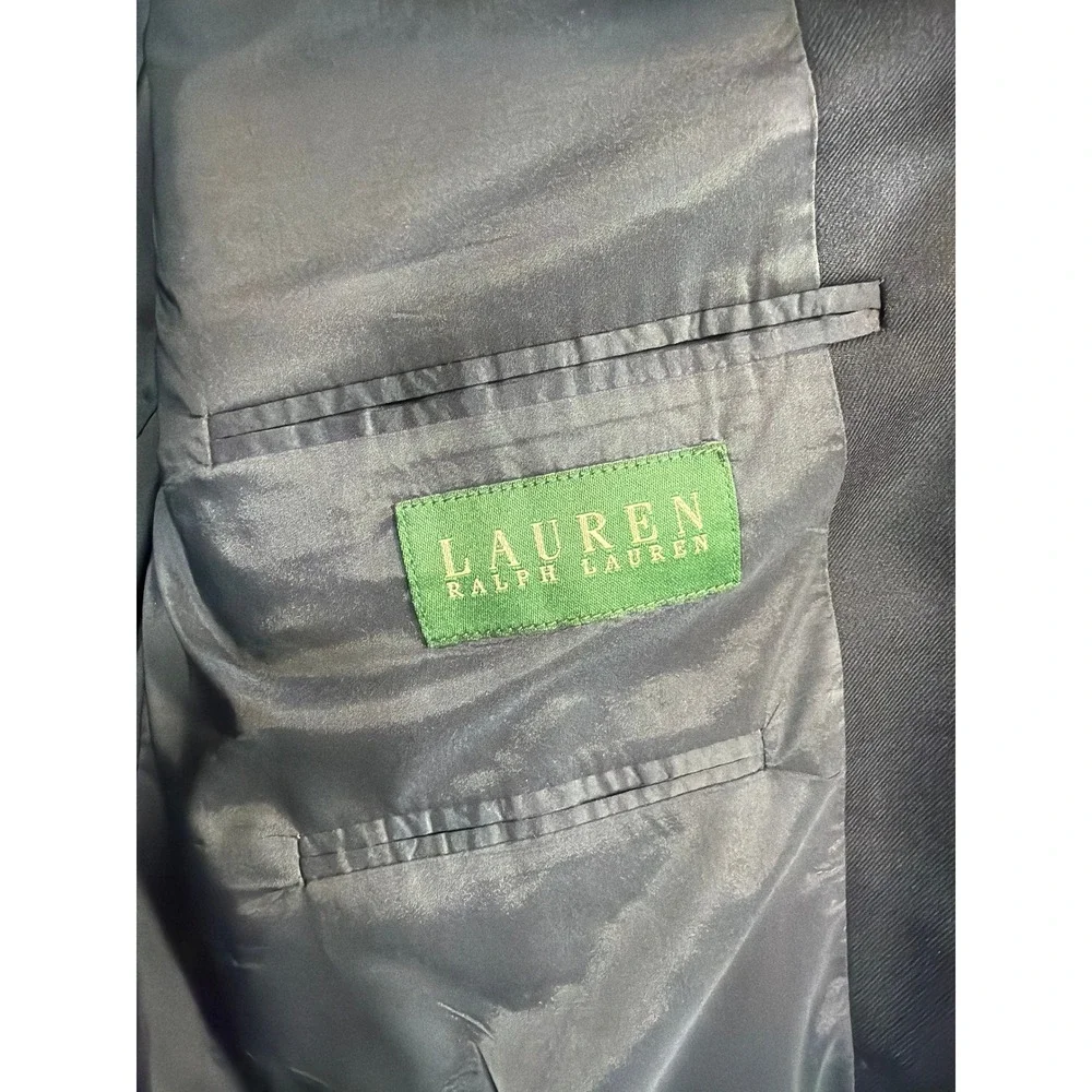 Lauren Ralph Lauren Mens Navy Blue 100% Wool Two Button Blazer Sport Coat 48L
